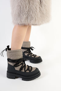 ELSA TAUPE AND BLACK - Snow-Style Mid Ankle Boots KMB