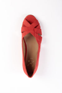 AMELIA RED - Peep-Toe Ballet Flats with Crossover Straps KMB shoes