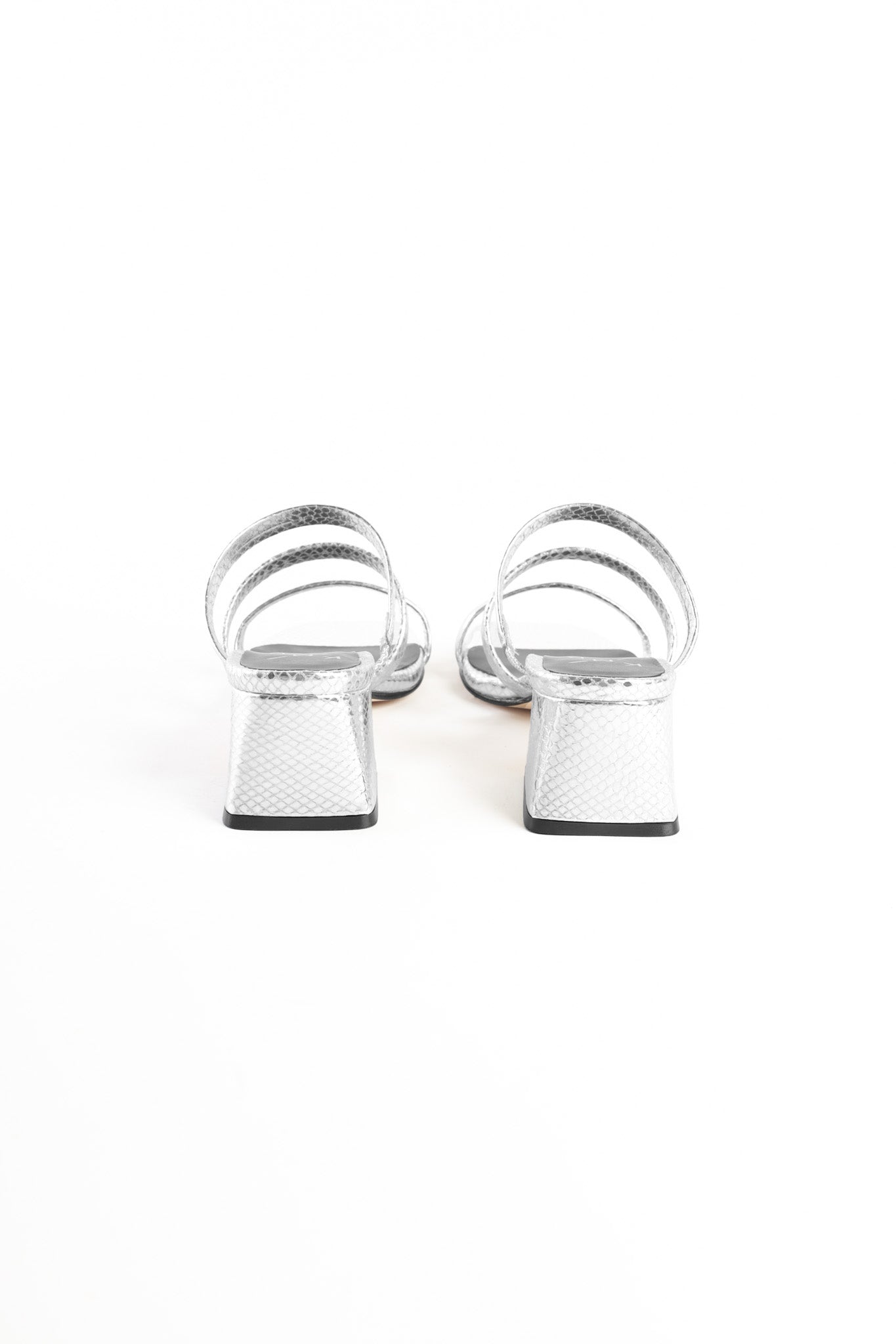 LOLLY SILVER - Strappy Block-Heeled Slip-On Sandals