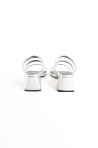 LOLLY SILVER - Strappy Block-Heeled Slip-On Sandals