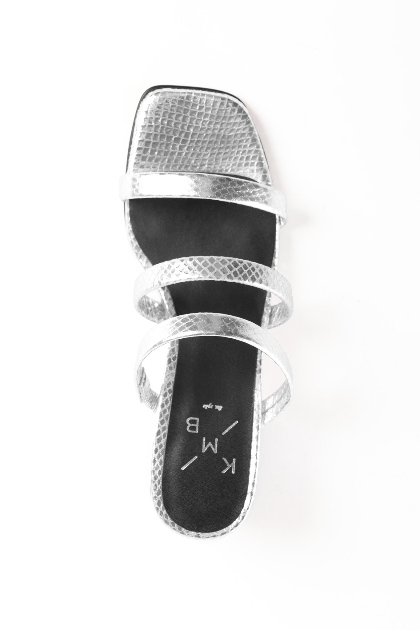 LOLLY SILVER - Strappy Block-Heeled Slip-On Sandals