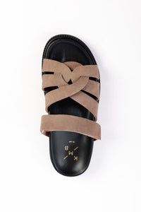 ATENEA CAMEL - Leather Crossover Straps Footbed Sandals KMB shoes