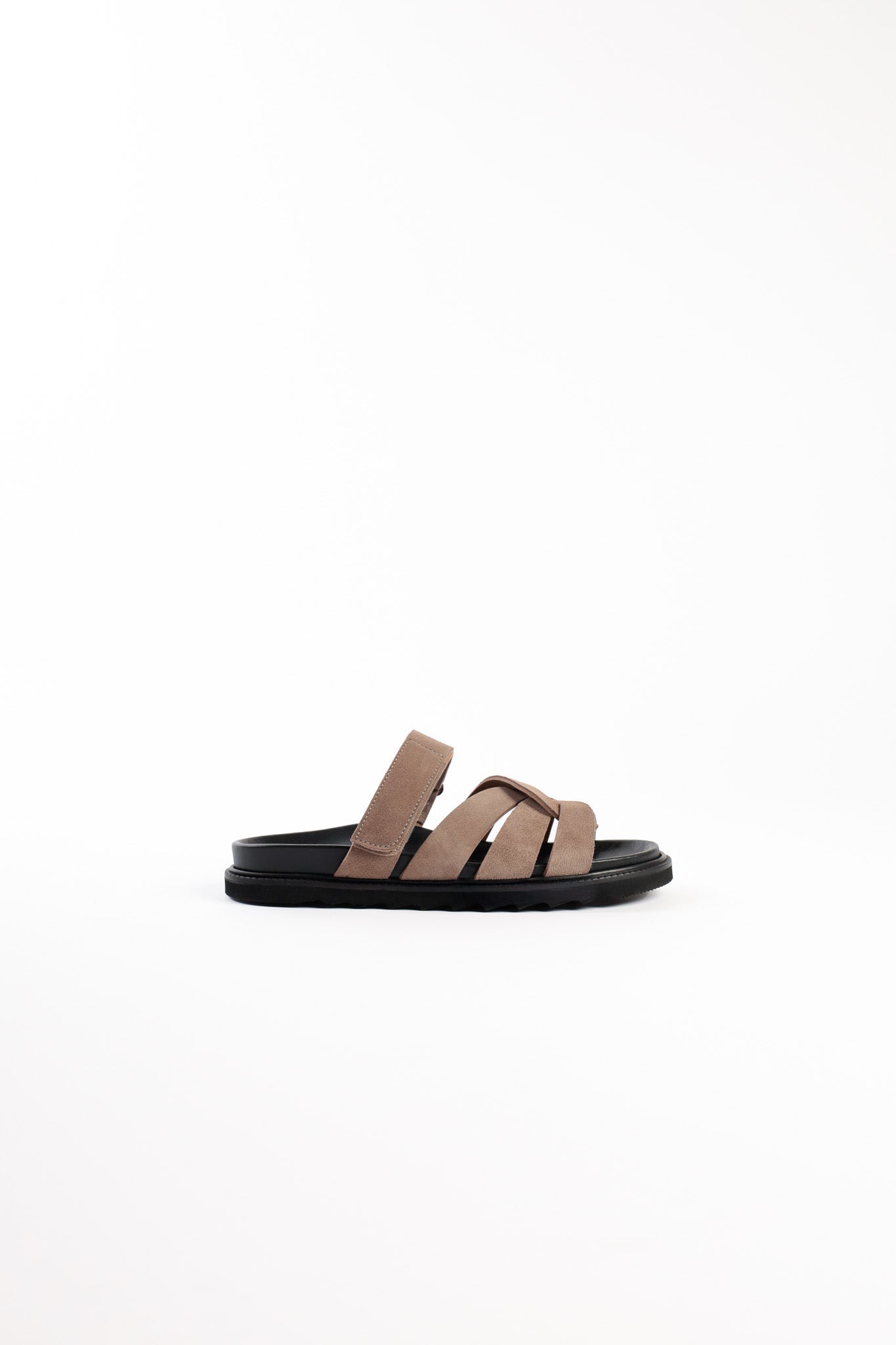 ATENEA CAMEL - Leather Crossover Straps Footbed Sandals KMB shoes