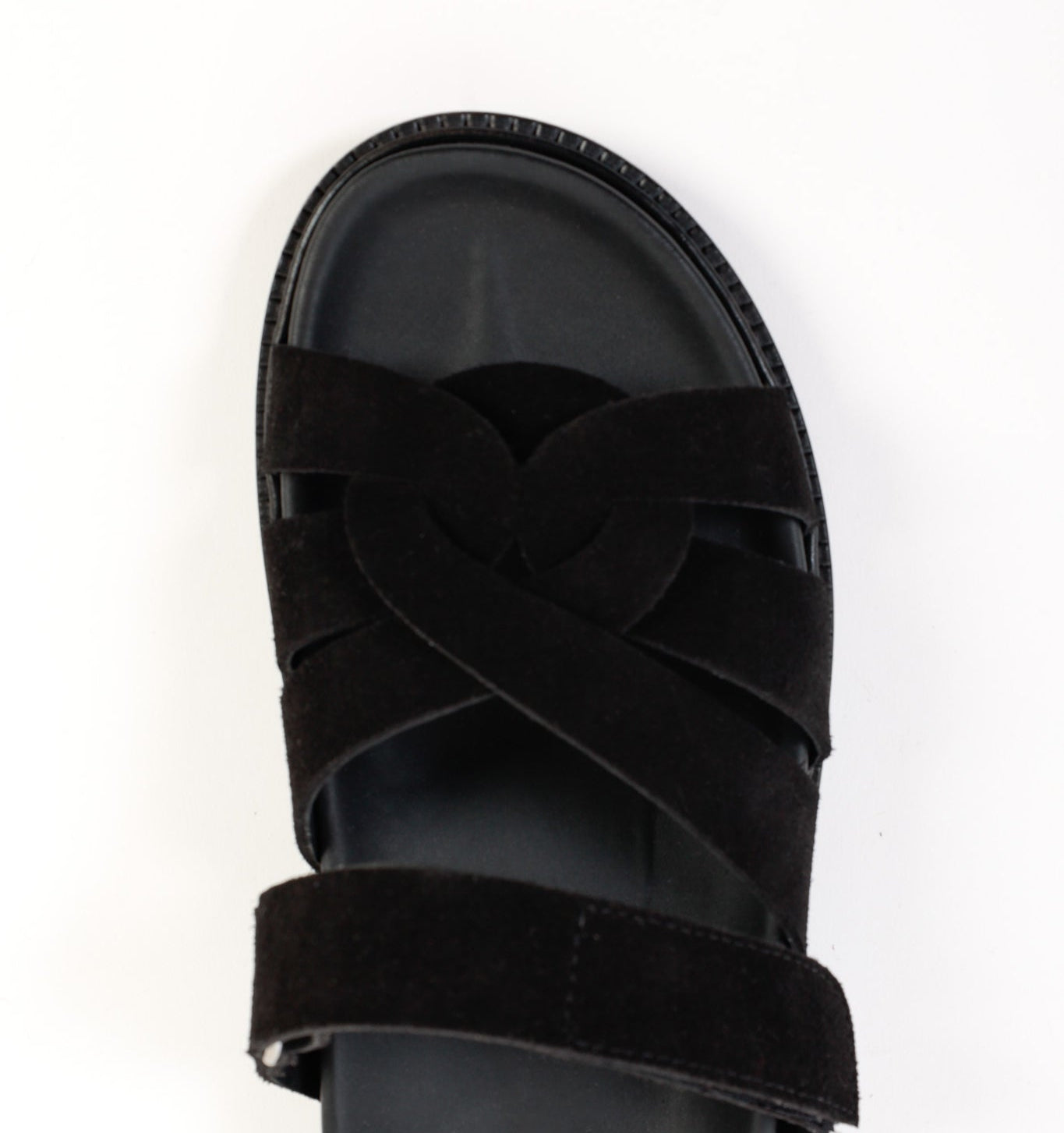 ATENEA BLACK - Leather Crossover Straps Footbed Sandals