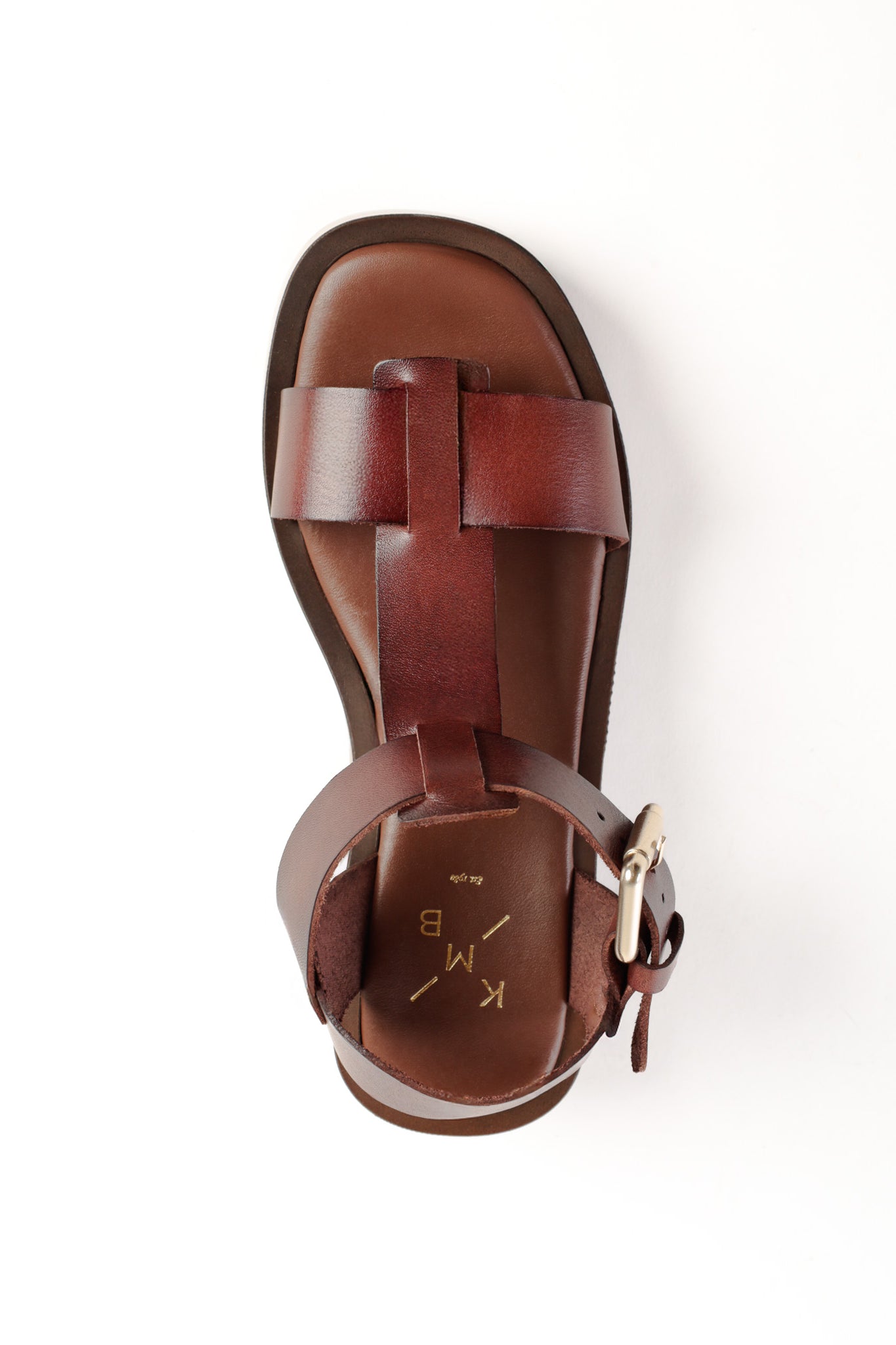 LINA CHOCOLATE - Leather T-Bar Platform Sandals