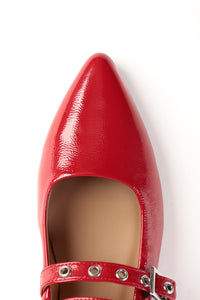 KATRINA RED - Pointed Patent Leather Mary Jane Pumps