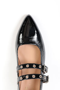 KATRINA BLACK - Pointed Patent Leather Mary Jane Pumps