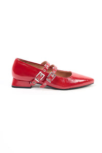 KATRINA RED - Pointed Patent Leather Mary Jane Pumps