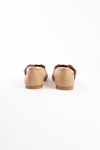 CLARICE CAMEL- Leather Ballet Flats with Embellished Strap KMB shoes