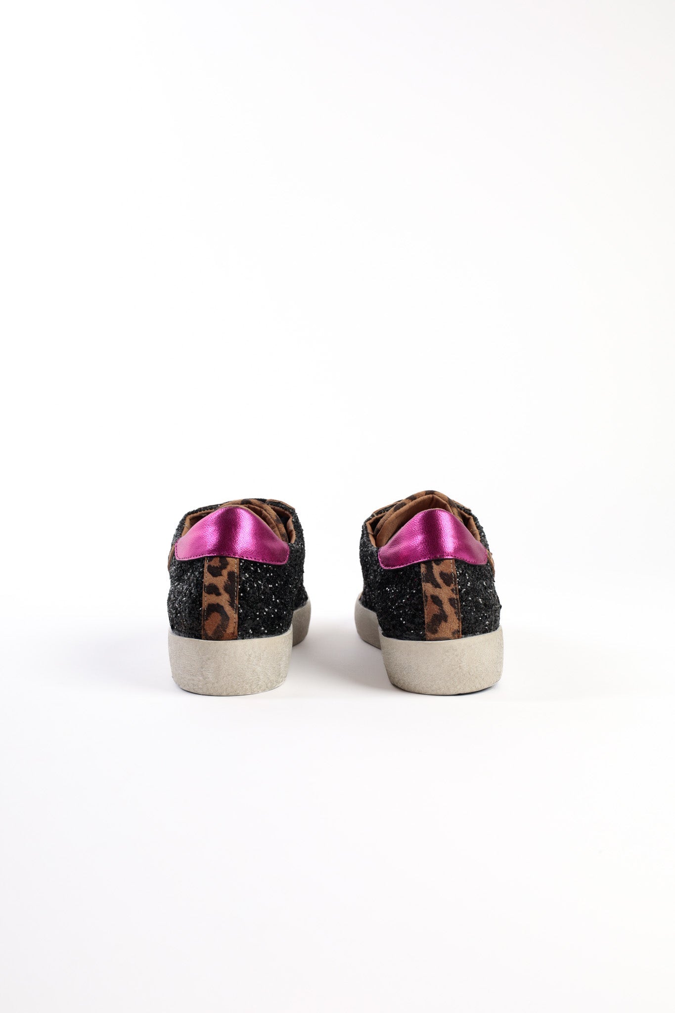 ALIA LEOPARD – Lace-Up Leather Sneakers with Glitter KMB shoes