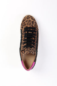 ALIA LEOPARD – Lace-Up Leather Sneakers with Glitter KMB shoes