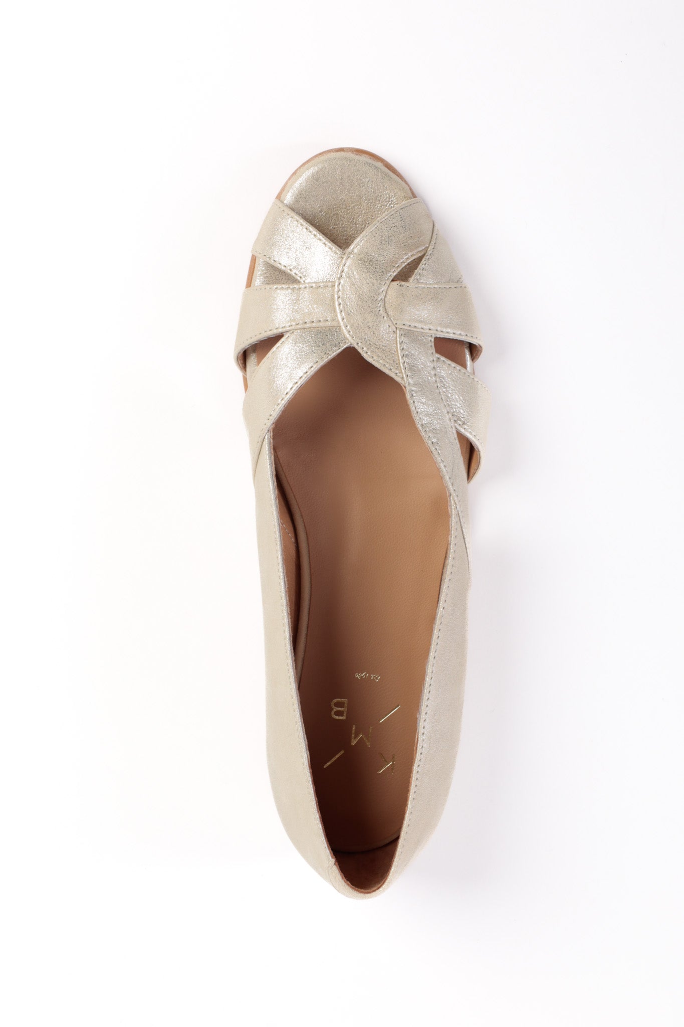 AMELIA GOLD - Peep-Toe Ballet Flats with Crossover Straps KMB shoes