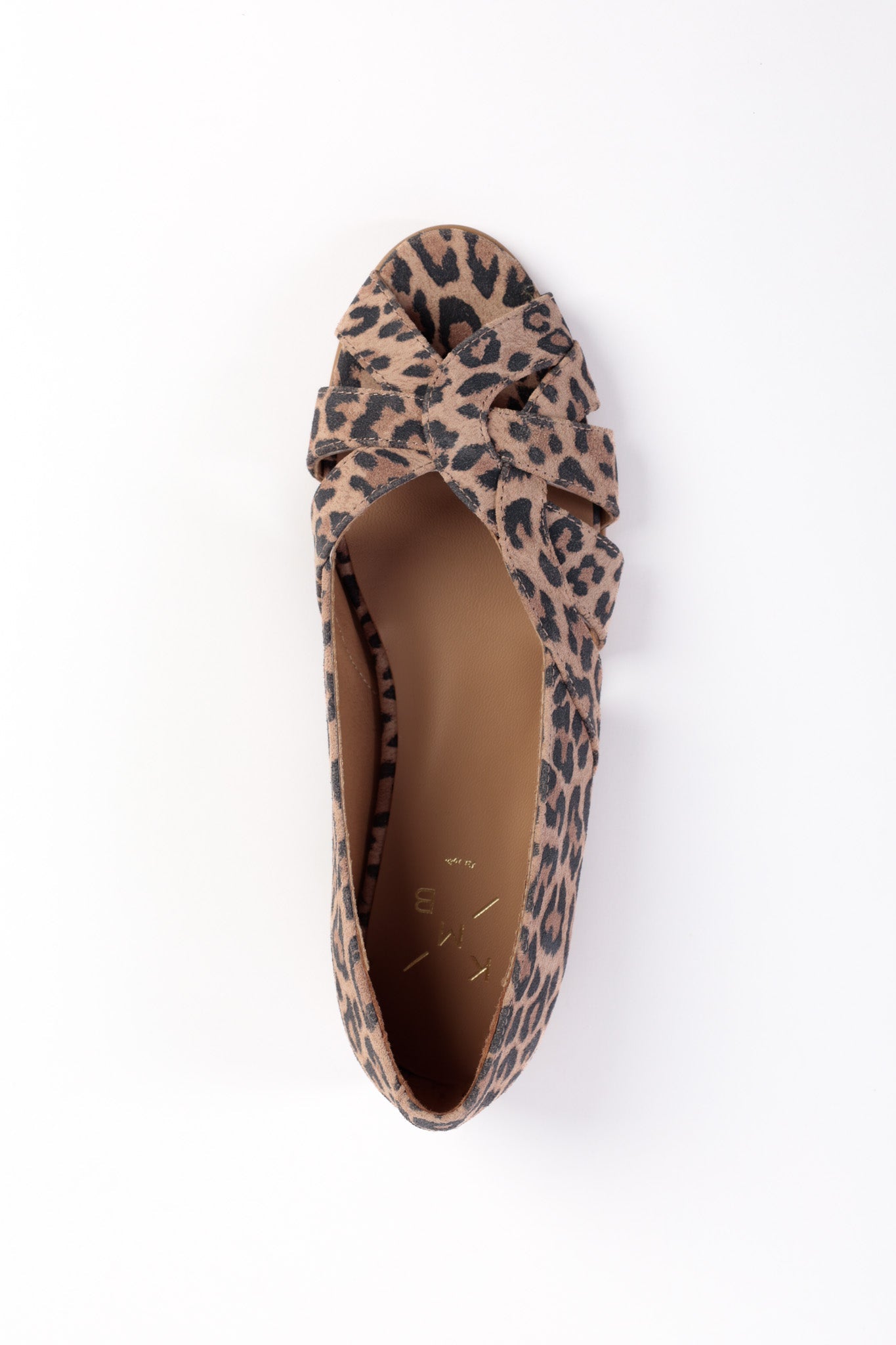 AMELIA LEOPARD - Peep-Toe Ballet Flats with Crossover Straps KMB shoes