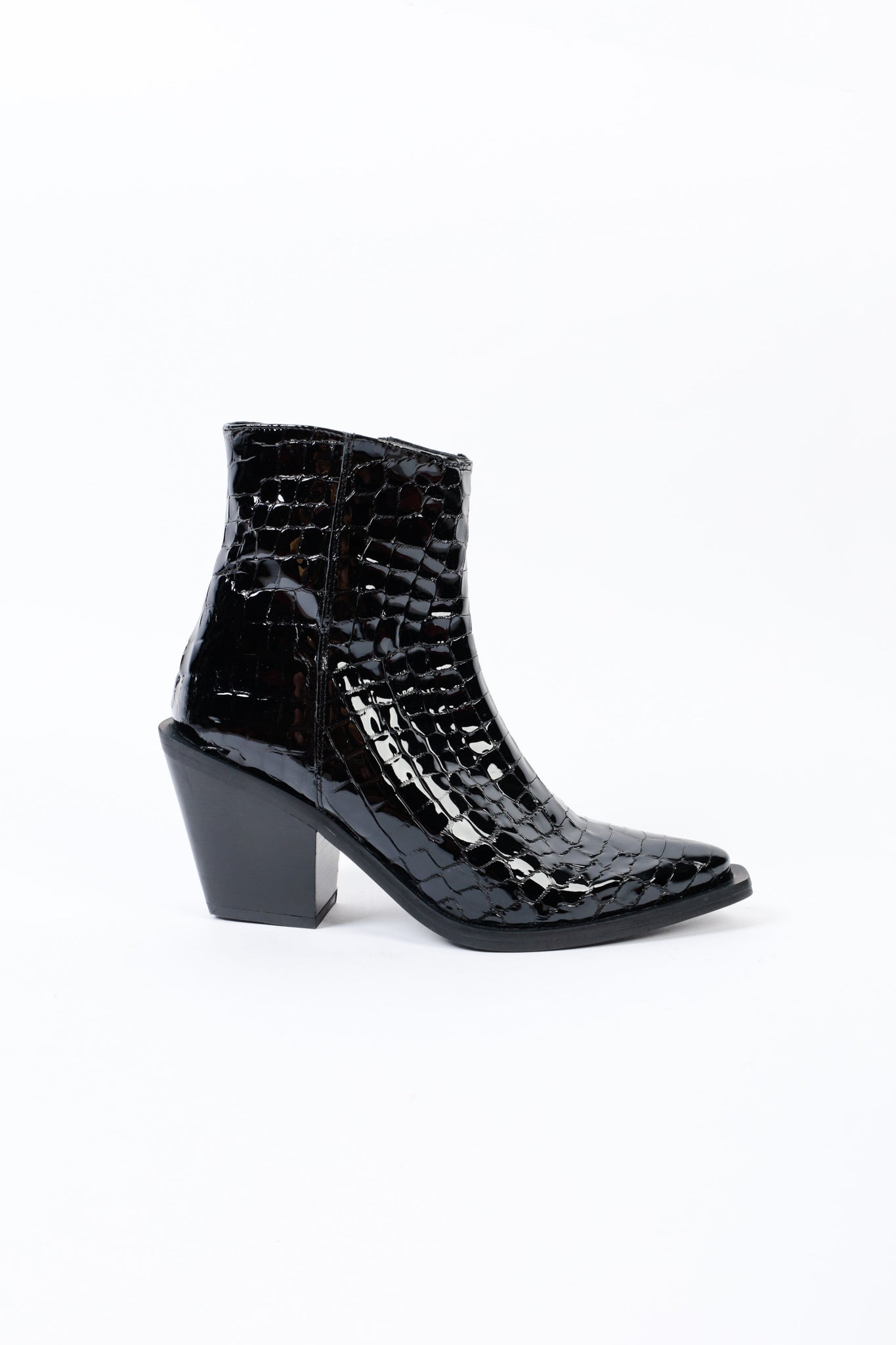 AURA COCO BLACK - Cowboy Ankle Boots with Mid-Block Heel KMB shoes